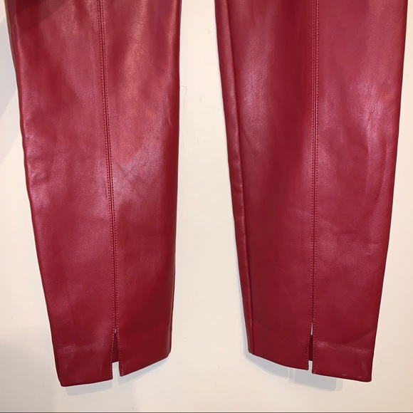 Zara Trafaluc Red Vegan Faux Leather Legging Pants - Picture 6 of 9